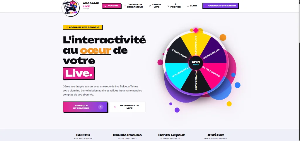 Plateforme interactive temps réel et animations fluides à 60 images par seconde