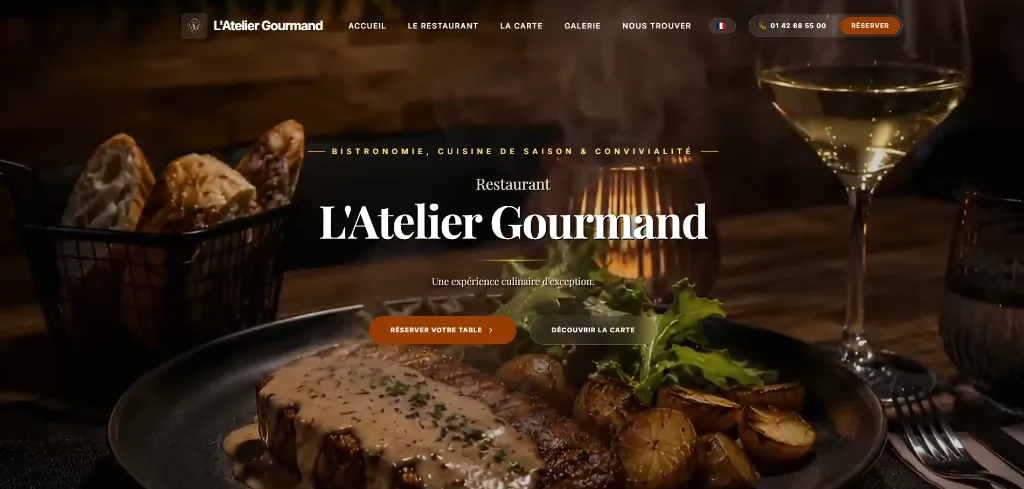 Site internet vitrine et réservation en ligne pour restaurant bistronomique créé par DevSupAi