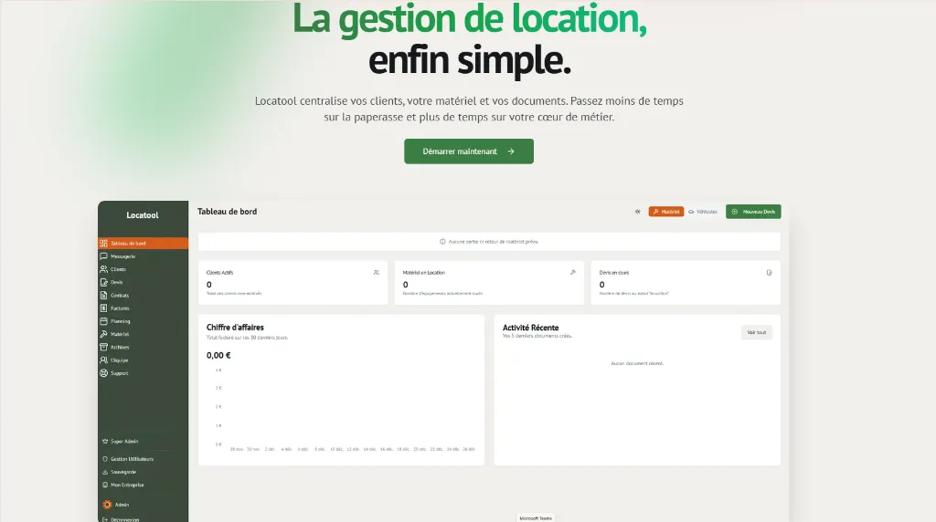 Application SaaS de gestion de parc matériel et facturation développée en React TypeScript